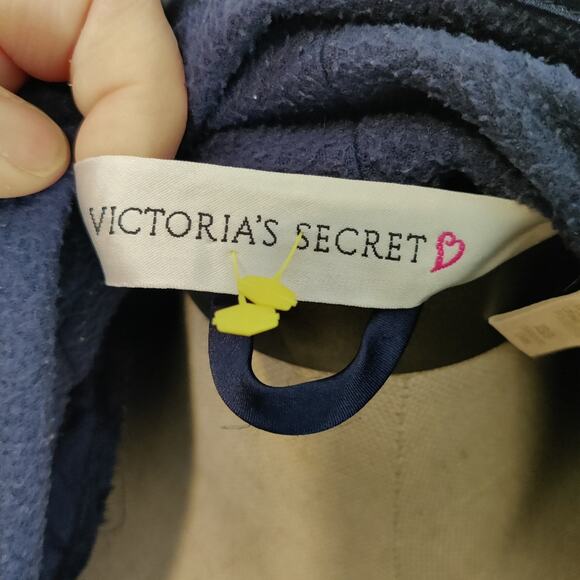 Vintage VS Blue Fleece Lined Satin Robe, XS/S - Picture 8 of 11